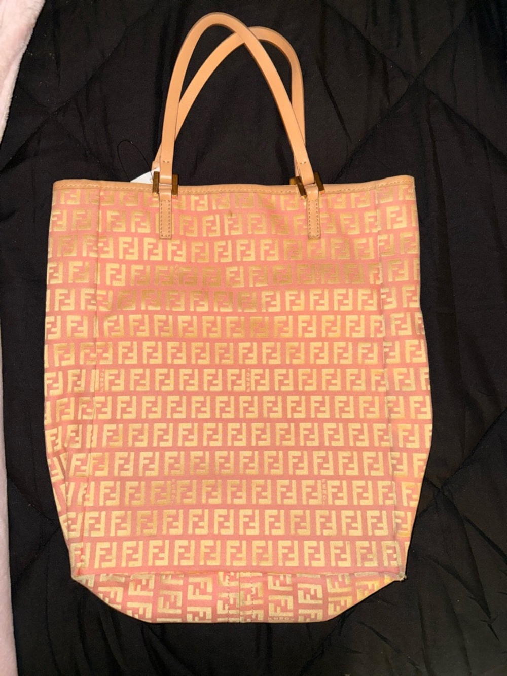 Fendi Pink and Beige FF Canvas Tote